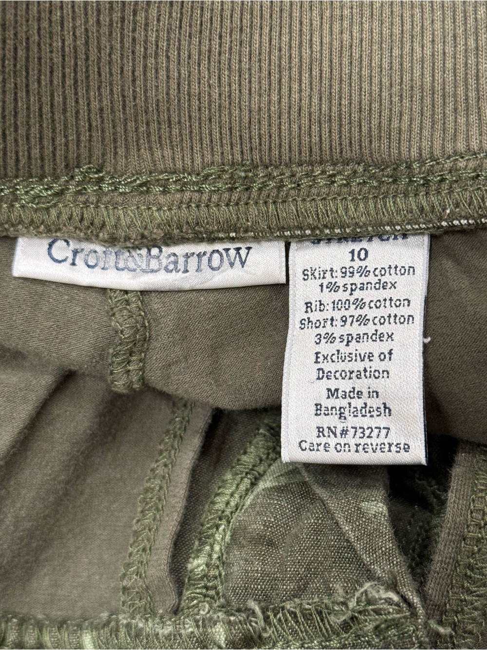 Croft & Barrel Olive Green Leaf Print Utility Skirt Size 10 - Picture 3 of 3